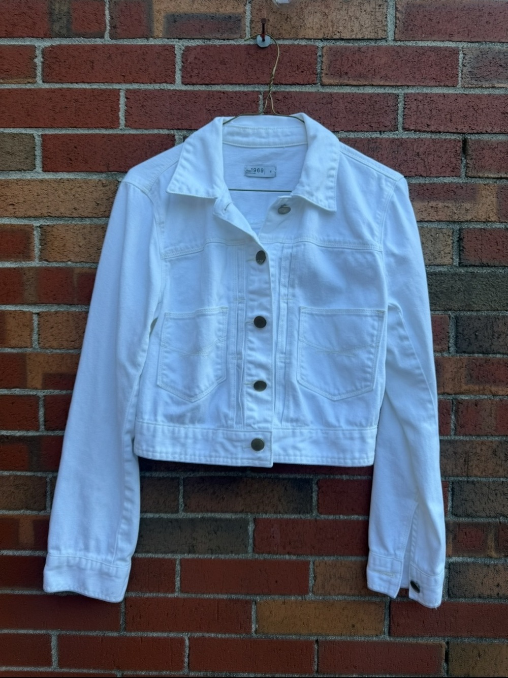 Gap 1969 White Denim Trucker Jacket Women’s Small 99% Cotton
